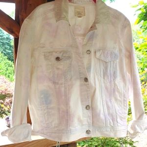 American eagle white pastel tye dyed jean jacket